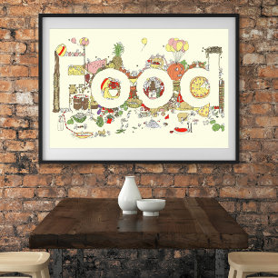 Poster Typographie de pâtisserie drôle et colorée Art de