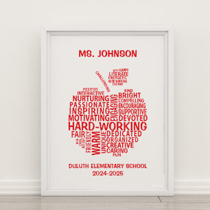 Poster Typographie de pomme pour appréciation des enseign