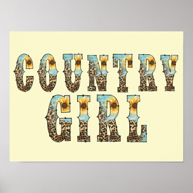 Poster Typographie des filles de la campagne funky (Devant)