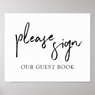 Poster Typographie des signes du livre d'hôtes mariage   