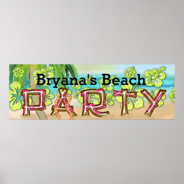 Poster Typographie du Beach Party Hibiscus d'été Bannière (Devant)