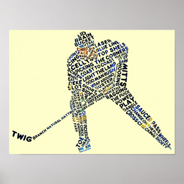 Poster Typographie du joueur de hockey (Devant)