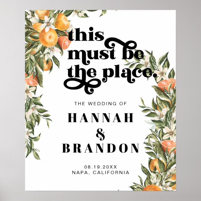 Poster Typographie du Mariage Botanique du Citrus Orchard (Devant)