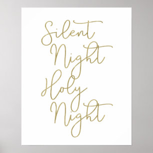 Poster Typographie du script d'or Faux   Nuit silencieuse