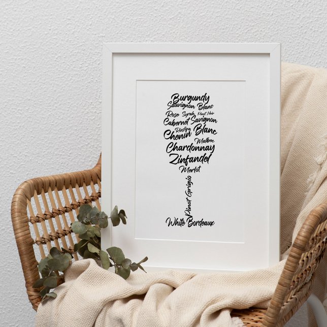 Poster Typographie du vin curieux en noir et blanc II (Créateur téléchargé)