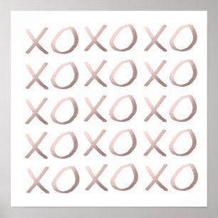 Poster typographie en or faux rose embrasse et embrasse x