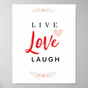 Poster Typographie Florale Vivre Aimer Rire