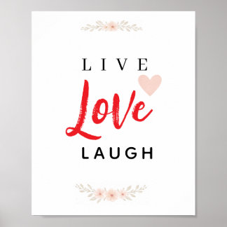 Poster Typographie Florale Vivre Aimer Rire