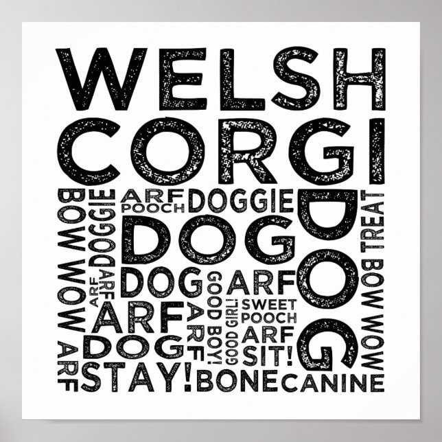 Poster Typographie galloise de Corgi (Devant)