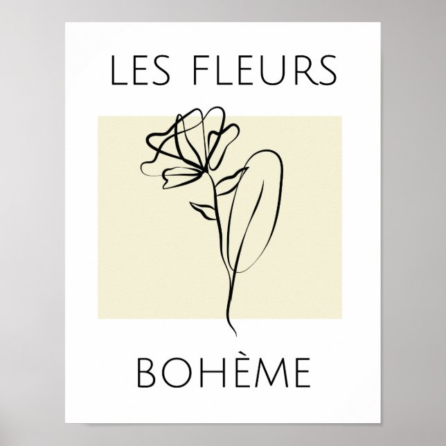 Poster Typographie minimaliste des fleurs (Devant)