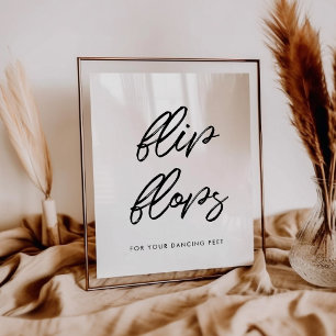 Poster Typographie moderne Flip flops mariage