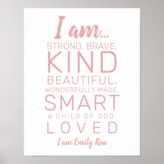 Poster Typographie moderne Je suis gentil, Brave Pink Nur (Devant)