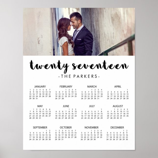 Poster Typographie Moderne Minimale Calendrier Photo 2017 (Devant)