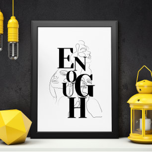 Poster TYPOGRAPHIE MODERNE Noir Blanc Graphique ASSEZ