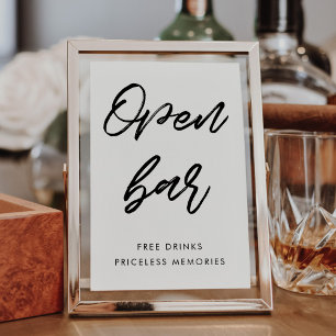 Poster Typographie moderne Open bar signe mariage