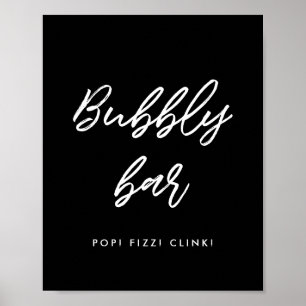 Poster Typographie moderne Signe mariage de bar Bubbly