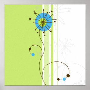 Poster Typographie moderne simple à fleurs verte