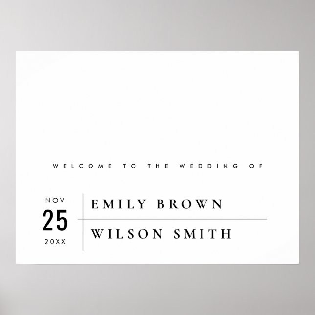 POSTER TYPOGRAPHIE NOIRE ET BLANC MODERNE ACCUEIL MARIAGE (Devant)