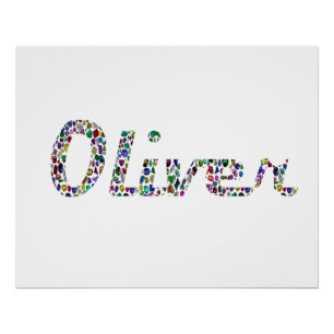 Poster Typographie Oliver avec design Motif coloré