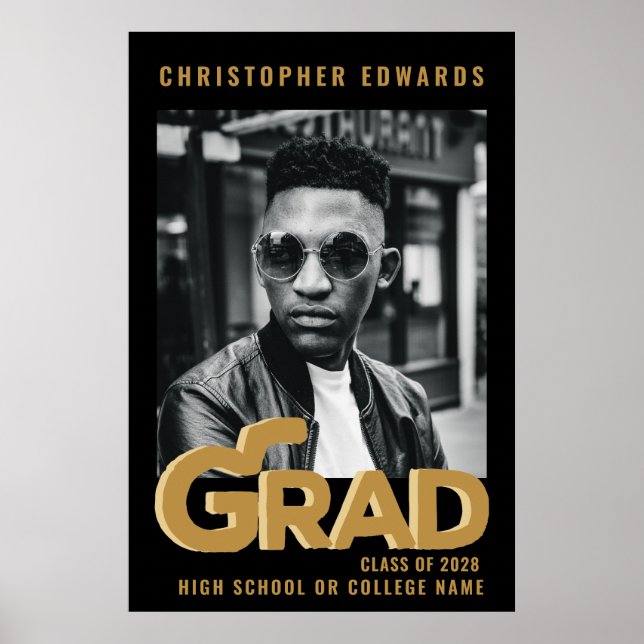 Poster Typographie Or Gras moderne Graduation minimale (Devant)