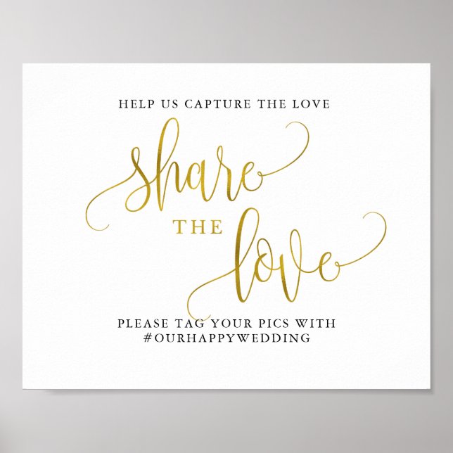 Poster Typographie or mariage partager l'amour (Devant)