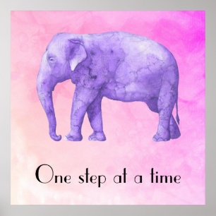 Poster Typographie Purple Aquarelle Eléphant