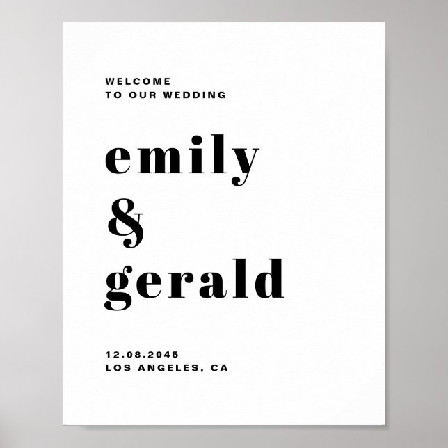 Poster Typographie rétro en gras noir Mariage moderne (Devant)
