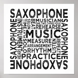 Poster Typographie saxophone