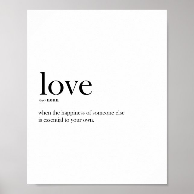 Poster Typographie scandi moderne définition de l'amour (Devant)