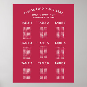 Poster Typographie simple Magenta Mariage Sein Chart