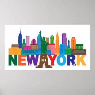 Poster Typographie Skyline de New York
