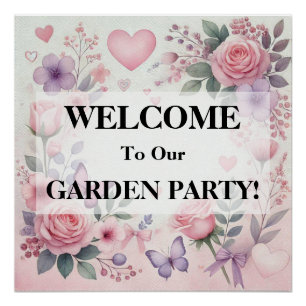 Poster Typographie texte coeur floral romantique aquarell