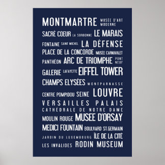 Poster typographique de Paris, bleu