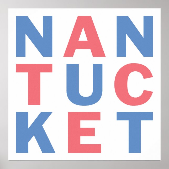 Poster typographique rouge nantucket et bleu #2 (Devant)