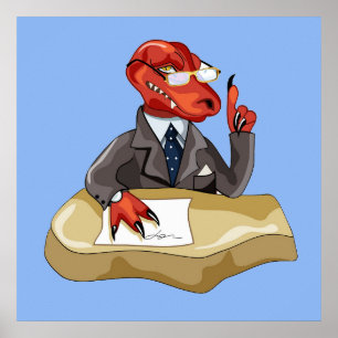 Poster Tyrannosaurus Rex Boss Assis À Un Bureau. 2