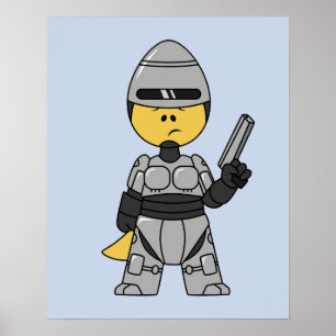 Poster Tyrannosaurus Rex Habillé Comme Robocop.