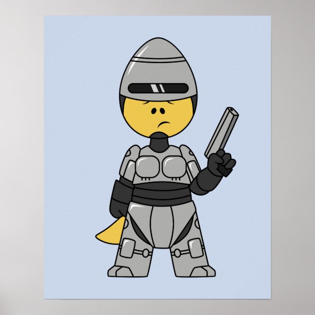 Poster Tyrannosaurus Rex Habillé Comme Robocop. (Devant)