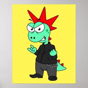 Poster Tyrannosaurus Rex Habillé Comme Un Punk.