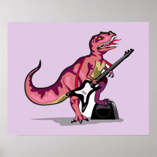 Poster Tyrannosaurus Rex Jouant La Guitare.