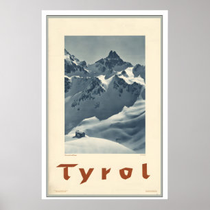 Poster Tyrol Autriche Montagne Hiver Neige Vintage Ski