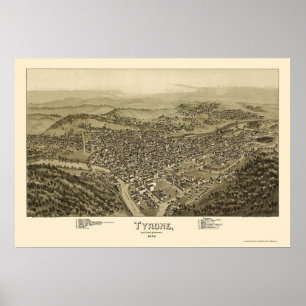 Poster Tyrone, PA Carte panoramique - 1895