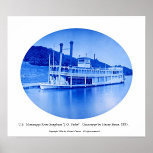 Poster U.S. Le fleuve Mississippi Snagboat "J.G. Parke"