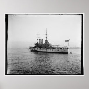 Poster U.S.S. Alabama Battleship c1902 Vintage