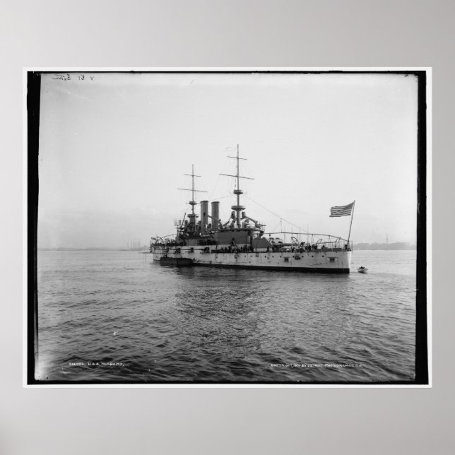 Poster U.S.S. Alabama Battleship c1902 Vintage (Devant)