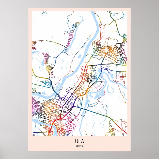 Poster Ufa Russia City Map (Devant)