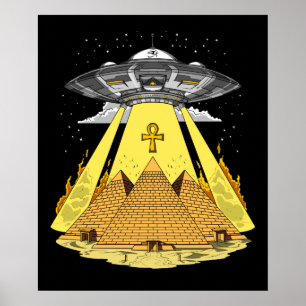 Poster UFO antique de pyramides égyptiennes étrangères