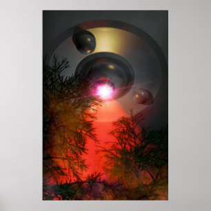 Poster UFO au-dessus de forêt