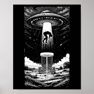 Poster Ufo Disc Golf Drôle de Souccoupe Volante Alien Abd