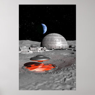 Poster UFO on the moon