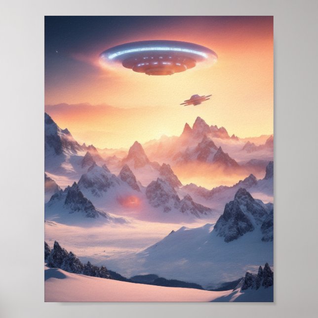 Poster UFO SCI FI Wall Art Poster Alien (Devant)